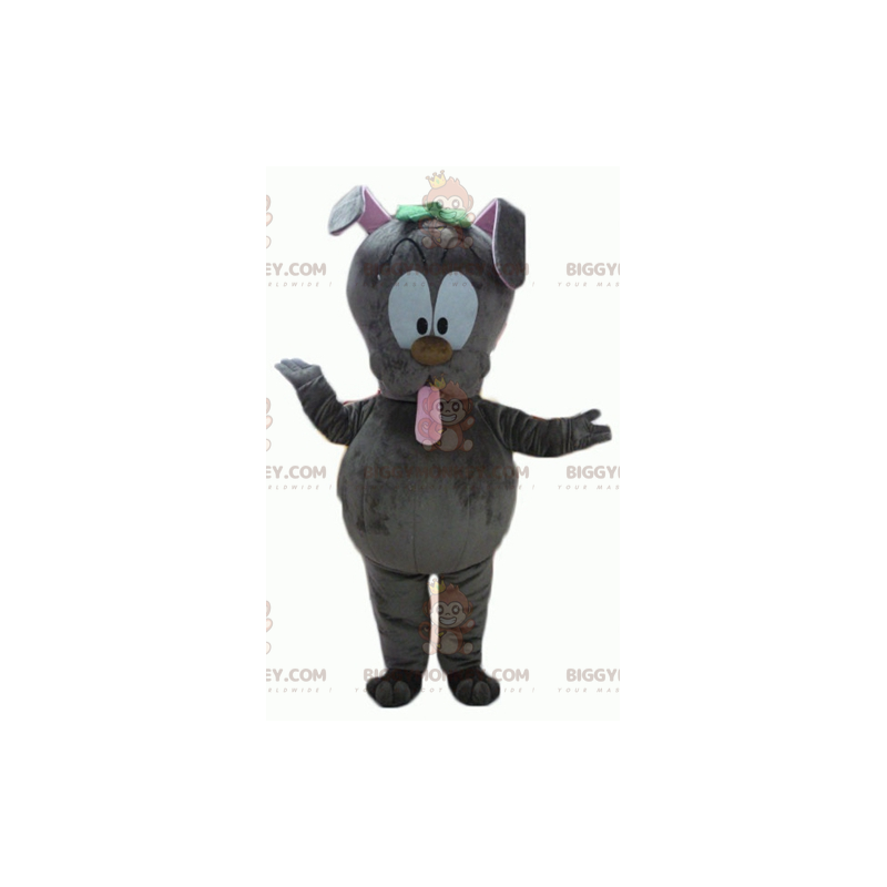 Grey Bunny Out Tongue BIGGYMONKEY™ maskottiasu - Biggymonkey.com