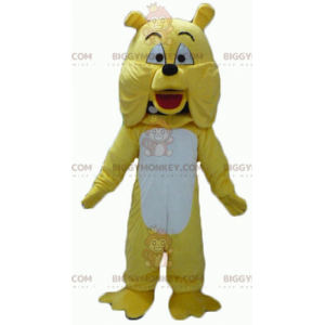 BIGGYMONKEY™ Gigantisch geel en wit Bulldog-mascottekostuum -