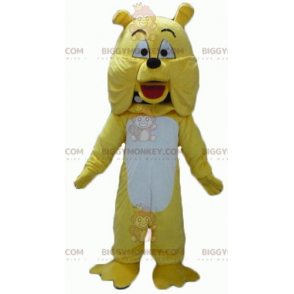 BIGGYMONKEY™ Gelb-weißes Hunde-Bulldoggen-Maskottchen-Kostüm -