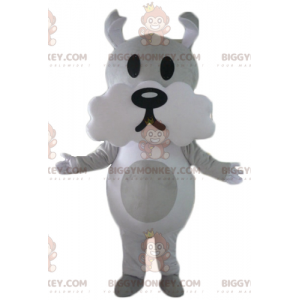 Traje de mascote BIGGYMONKEY™ para cachorro cinza e branco fofo