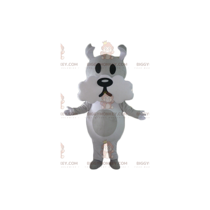 Traje de mascote BIGGYMONKEY™ para cachorro cinza e branco fofo