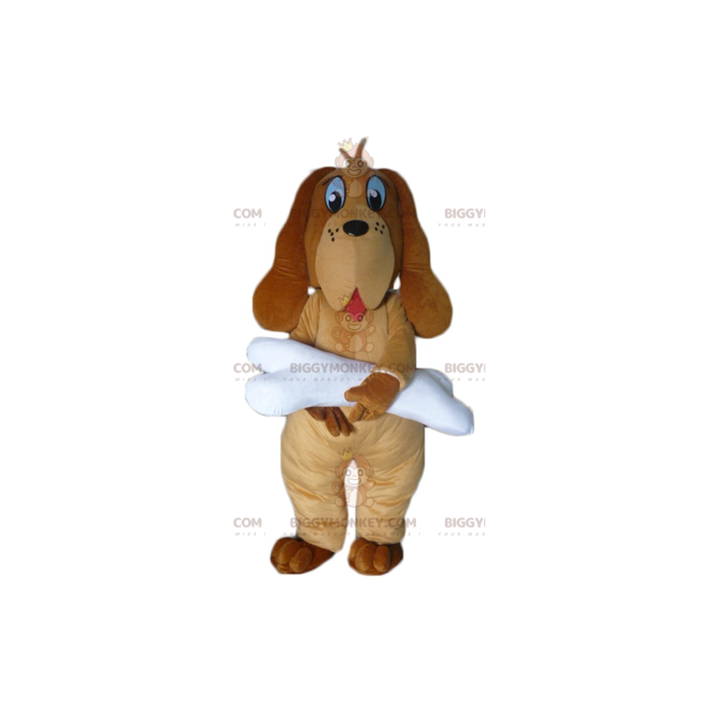 BIGGYMONKEY™ Maskottchenkostüm Brauner Hund mit riesigem weißen