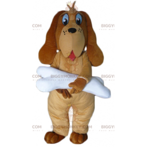 BIGGYMONKEY™ Maskottchenkostüm Brauner Hund mit riesigem weißen