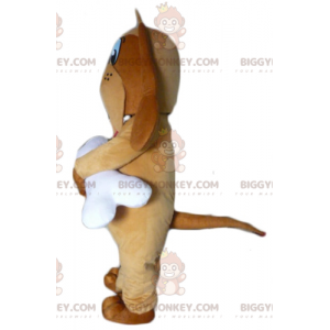 BIGGYMONKEY™ Costume da mascotte Cane marrone con osso bianco