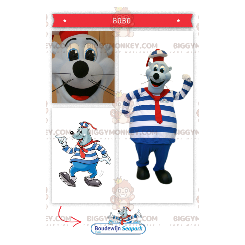 BIGGYMONKEY™ Costume da mascotte leone marino in abito da