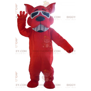 BIGGYMONKEY™ Costume da mascotte cane rosso sorridente con