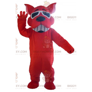 BIGGYMONKEY™ Disfraz de mascota de perro rojo sonriente con