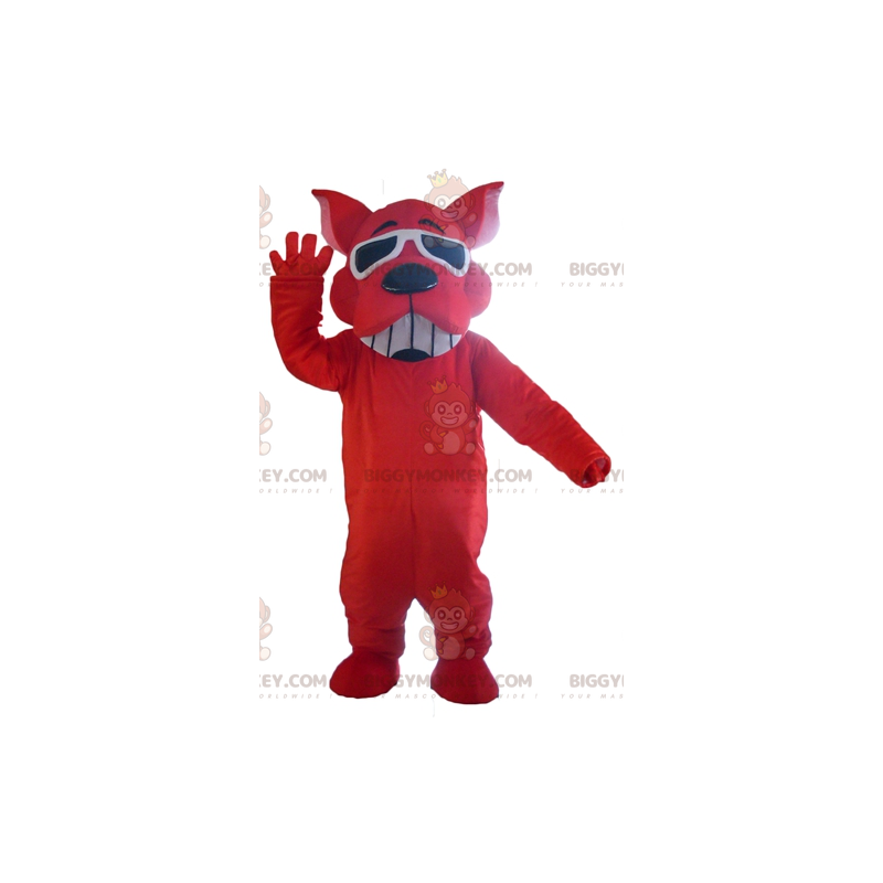 BIGGYMONKEY™ Costume da mascotte cane rosso sorridente con