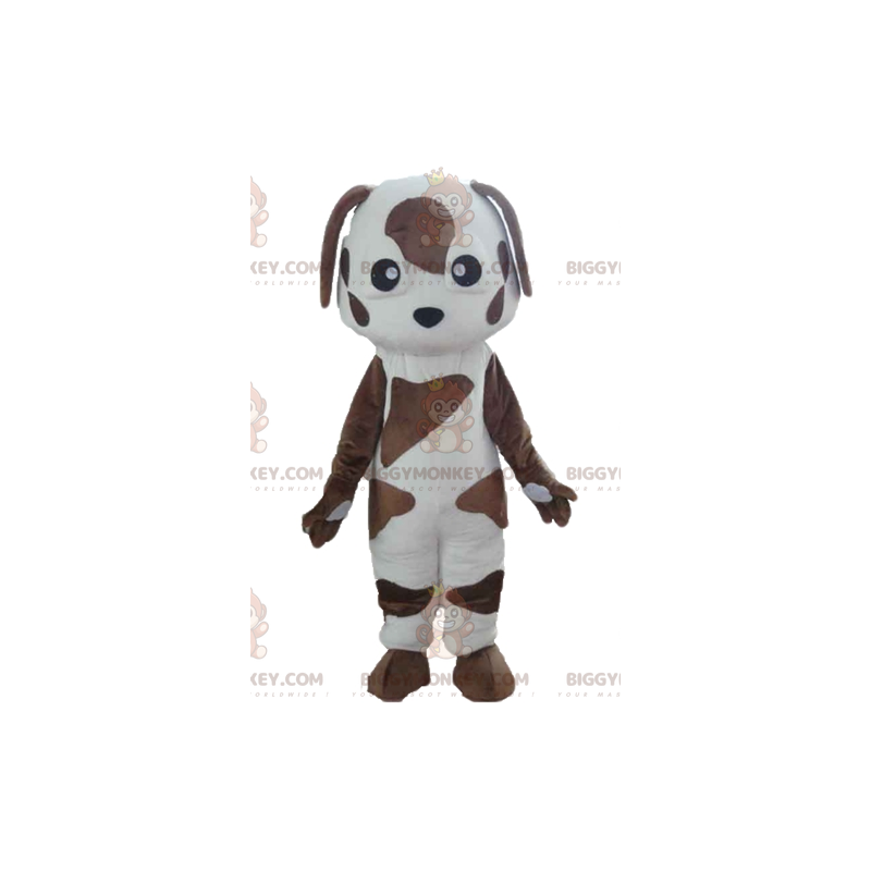 Wit en bruin gevlekte hond BIGGYMONKEY™ mascottekostuum -
