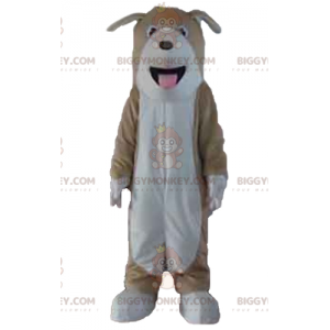 Costume mascotte BIGGYMONKEY™ cane tricolore marrone bianco e