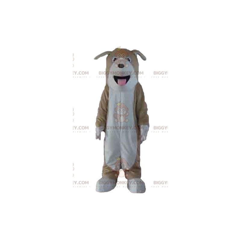 Costume mascotte BIGGYMONKEY™ cane tricolore marrone bianco e