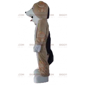 Costume mascotte BIGGYMONKEY™ cane tricolore marrone bianco e