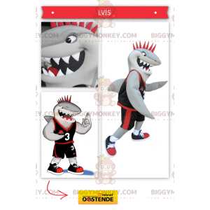 Blue Shark mascot costume character dressed with a Capri Pants and Foot  pads - Mascot Costumes -  Sizes L (175-180CM)