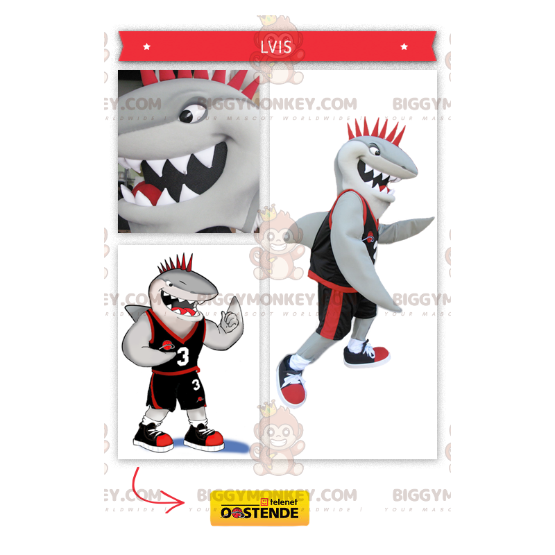 Costume de mascotte BIGGYMONKEY™ de requin sportif -