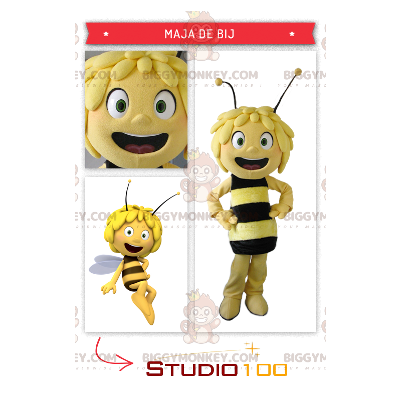 Costume della mascotte di Belle Maya l'ape BIGGYMONKEY™ -