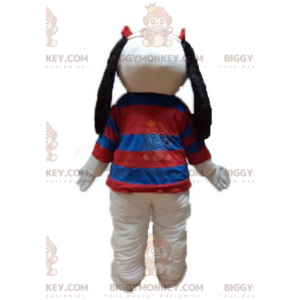 Witte en zwarte hond BIGGYMONKEY™ mascottekostuum met