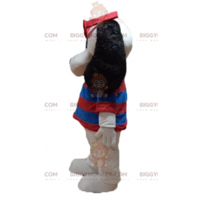 Costume mascotte BIGGYMONKEY™ cane bianco e nero con maglione a