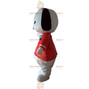 BIGGYMONKEY™ Small Black and White Dog Mascot Costume with Red