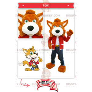 Costume da mascotte arancione Fox BIGGYMONKEY™ vestito in jeans