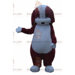 Costume de mascotte BIGGYMONKEY™ de chien marron et blanc dodu