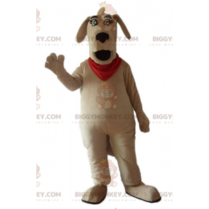 Kostium maskotki dużego brązowego psa BIGGYMONKEY™ z czerwonym