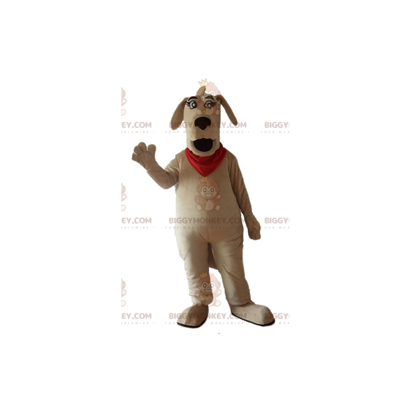 BIGGYMONKEY™ großes braunes Hundemaskottchen-Kostüm mit rotem