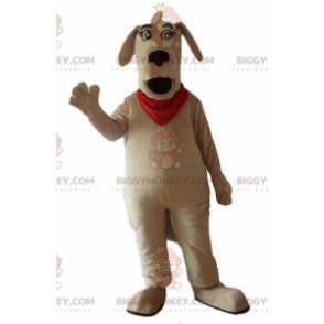 Kostium maskotki dużego brązowego psa BIGGYMONKEY™ z czerwonym