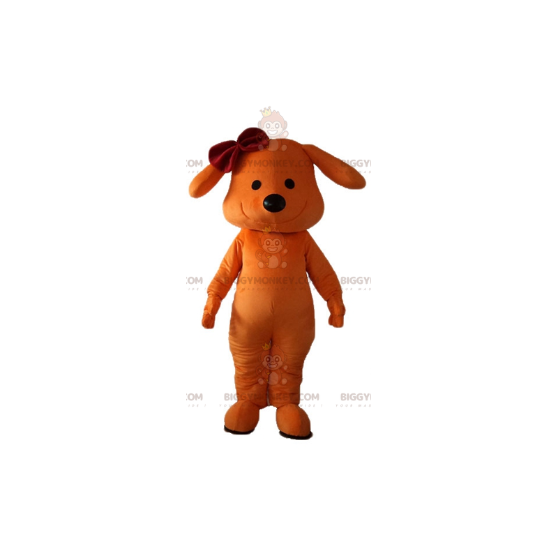 BIGGYMONKEY™ Lächelndes orangefarbenes Hundemaskottchen-Kostüm