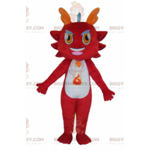 Böse aussehender roter Drache BIGGYMONKEY™ Maskottchen-Kostüm -