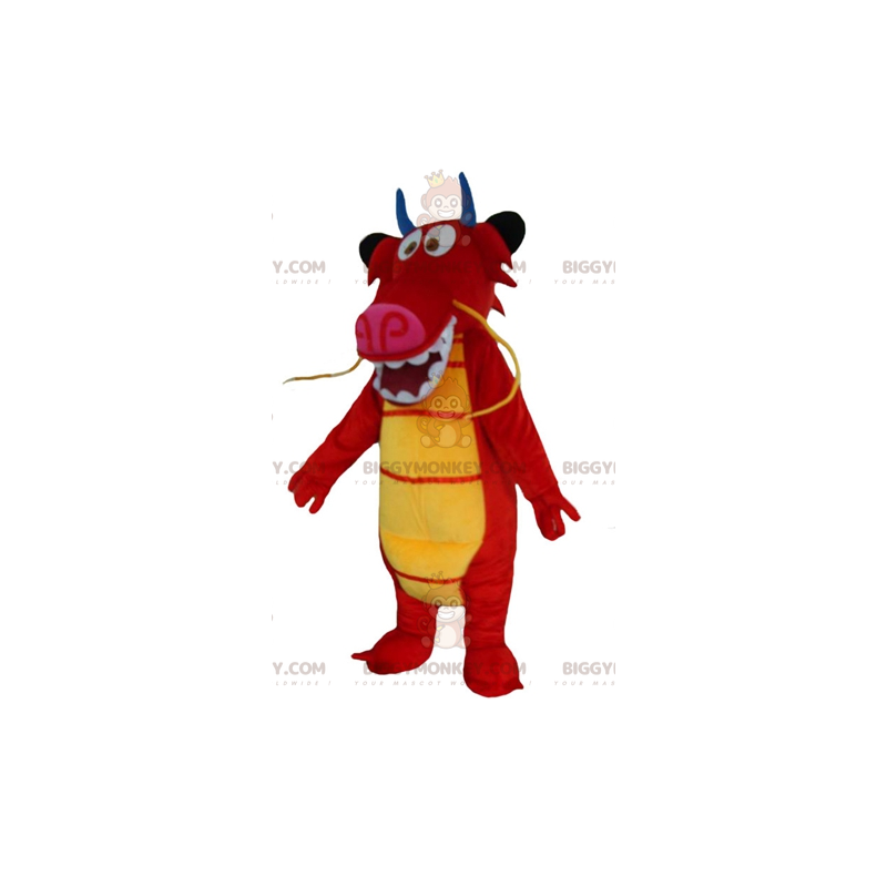 Kostým maskota BIGGYMONKEY™ Mushu, slavného červeného draka z
