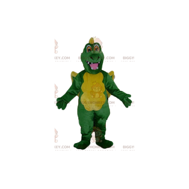 Costume da mascotte drago gigante verde e giallo BIGGYMONKEY™ -