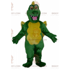 Costume de mascotte BIGGYMONKEY™ de dragon vert et jaune géant