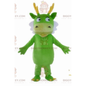 BIGGYMONKEY™ Green Creature Mascottekostuum met witte en gele