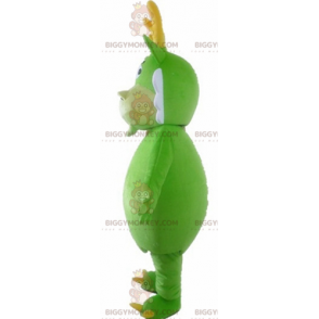 Costume de mascotte BIGGYMONKEY™ de dragon vert blanc et jaune