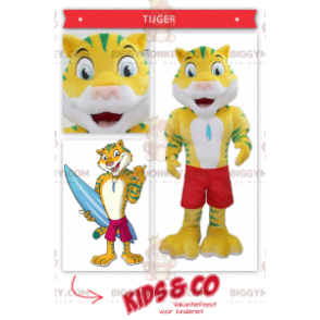 Costume da mascotte BIGGYMONKEY™ tigre gialla e verde con