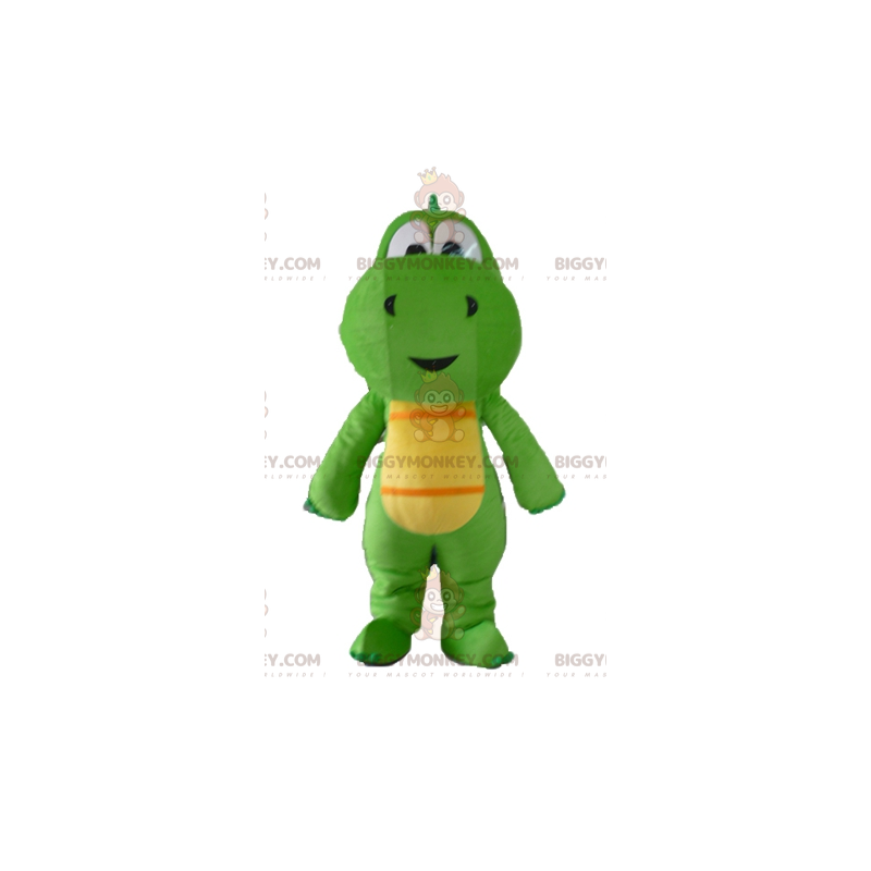 BIGGYMONKEY™ Groene en gele draak dinosaurus mascotte kostuum -