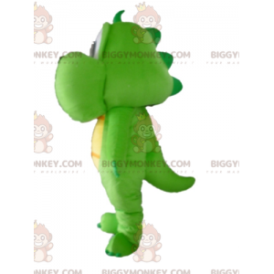 BIGGYMONKEY™ Groene en gele draak dinosaurus mascotte kostuum -