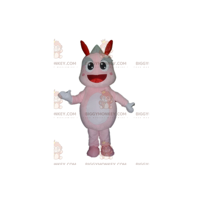 Costume de mascotte BIGGYMONKEY™ de dinosaure rose et gris de