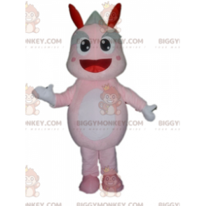 Costume de mascotte BIGGYMONKEY™ de dinosaure rose et gris de