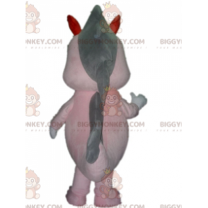 BIGGYMONKEY™ maskotdräkt för jättestor rosa och grå dinosaurie