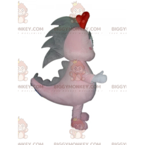 Costume de mascotte BIGGYMONKEY™ de dinosaure rose et gris de