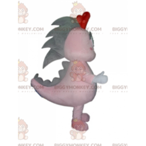 Costume de mascotte BIGGYMONKEY™ de dinosaure rose et gris de
