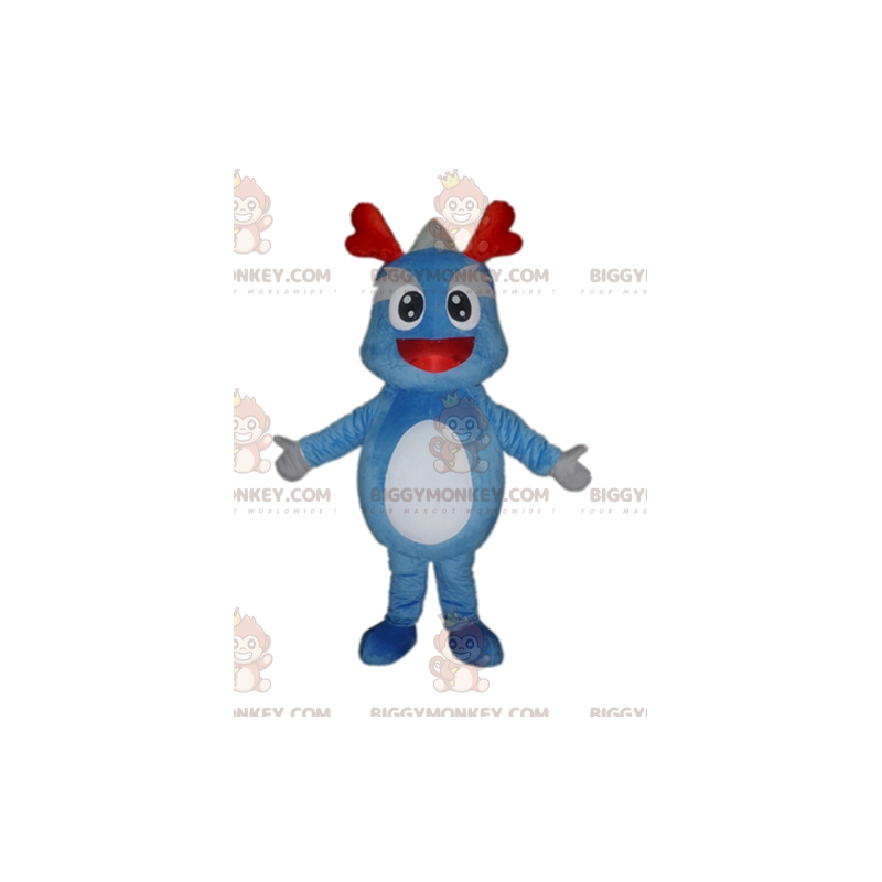 Giant Dragon Blue and Grey Dinosaur BIGGYMONKEY™ maskotdräkt -