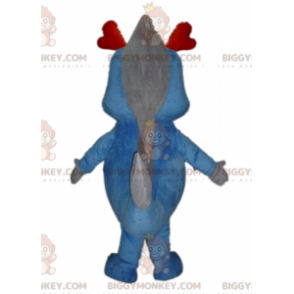 Disfraz de mascota Dragón gigante azul y dinosaurio gris