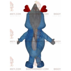 Giant Dragon Blue and Grey Dinosaur BIGGYMONKEY™ maskotdräkt -