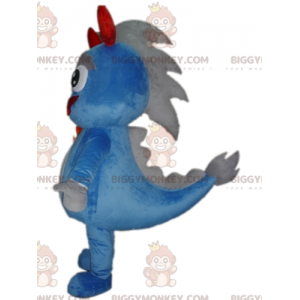 Disfraz de mascota Dragón gigante azul y dinosaurio gris