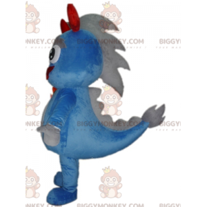 Giant Dragon Blue and Grey Dinosaur BIGGYMONKEY™ maskotdräkt -