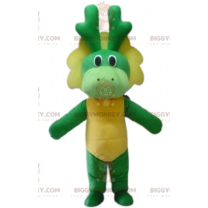 BIGGYMONKEY™ Groene en gele draak dinosaurus mascotte kostuum -