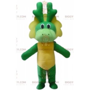 BIGGYMONKEY™ Groene en gele draak dinosaurus mascotte kostuum -