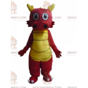 Costume de mascotte BIGGYMONKEY™ de dragon rouge et jaune